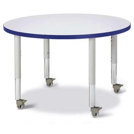Jonti-Craft Berries Round Activity Table, 36 in. Diameter, Mobile, Freckled Gray/Blue/Gray 6488JCM003